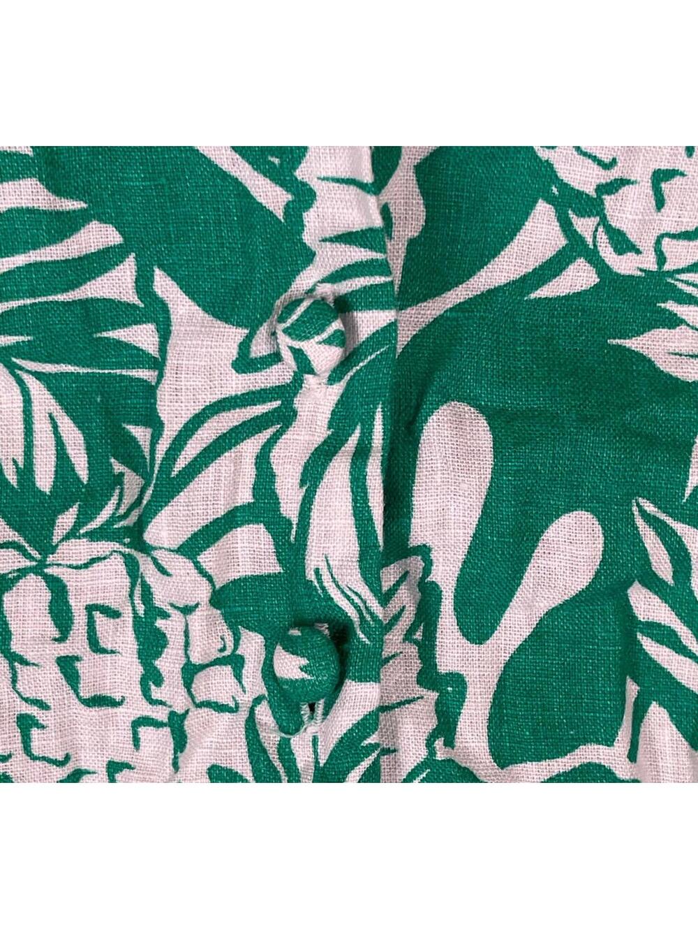 Nicole Miller New York Green and White Linen Button-Up Shirt, Size M - Picture 3 of 7